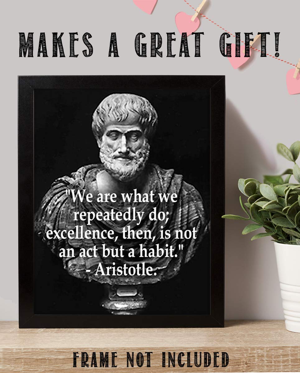 Aristotle Bust &amp; Quotes Wall Art-"Excellence is a Habit"- 8 x 10
