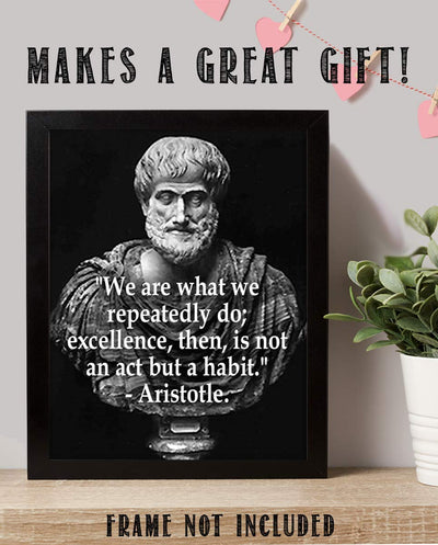 Aristotle Bust & Quotes Wall Art-"Excellence is a Habit"- 8 x 10