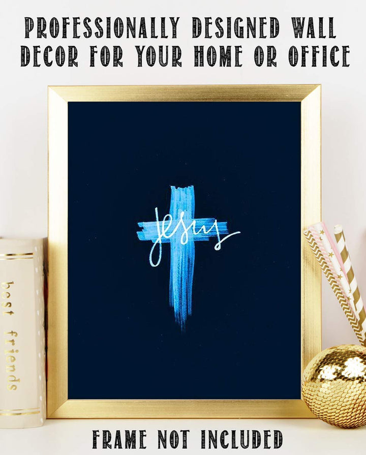 Jesus-Cross- Abstract Spiritual Wall Decor. 8 x 10" Modern Typographic Print-Ready to Frame. Religious Home-Office-Church D?cor. Contemporary Christian Look- Makes a Great Gift!