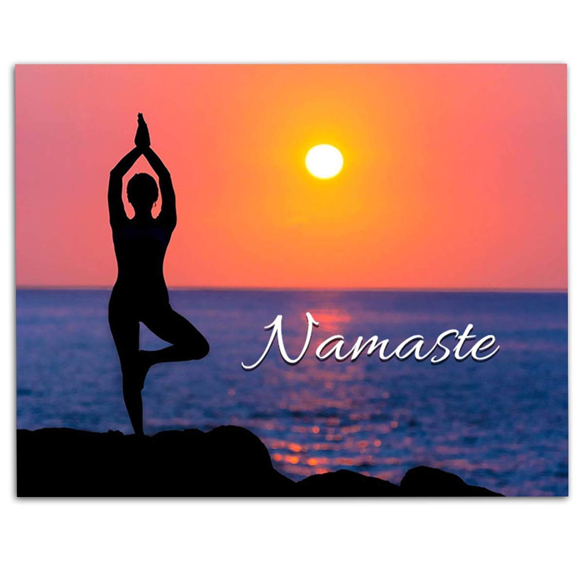 Namaste Sunset for Yoga Lovers- 8 x 10 Print Wall Art Ready to Frame. Modern Home D?cor, Office D?cor & Wall Print. Makes a Perfect Zen & Inspiration Gift for Yoga Lovers- Give Some Peace & Harmony.