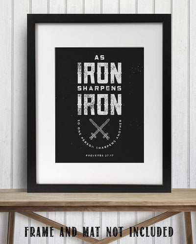 Iron Sharpens Iron- Proverbs 27:17- Bible Verse Wall Art- 8x10"- Rustic- Scripture Wall Print- Ready to Frame. Home D?cor-Office D?cor. Great Christian Gift-Men. Reminder Verse to Support Each Other