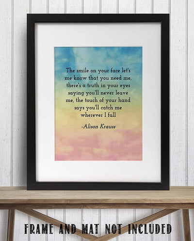 Alison Krauss-"When You Say Nothing At All"- Song-Word Art- 8 x 10" Wall Art Print. Music Poster Print-Ready To Frame. Home-Studio-Bar-Dorm-Cave Decor. Perfect for Krauss-Union Station-Country Fans.