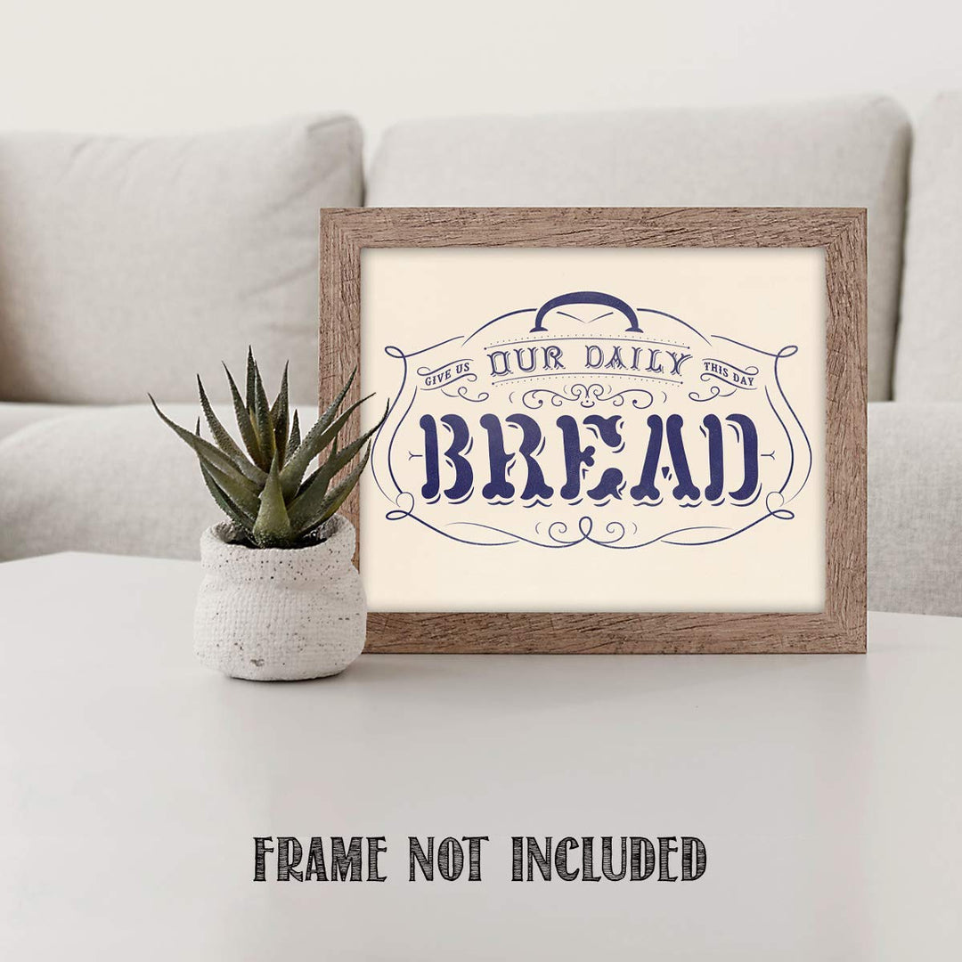 Give Us Our Daily Bread- Scripture Wall Art Print-8 x 10"- Ready to Frame. Home D?cor-Kitchen-Dining D?cor- Christian Gifts &amp; Decor- Art Image of The Lords Prayer. Perfect Housewarming Gift.