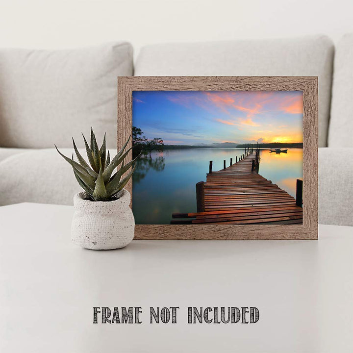 Sunset Dock Escape- 8 x 10" Photo Art Print Ready to Frame.- Picturesque Wall Art-. Home D?cor, Office D?cor &amp; Unique Wall Print. Great Addition for Lake House Decor &amp; Parties.