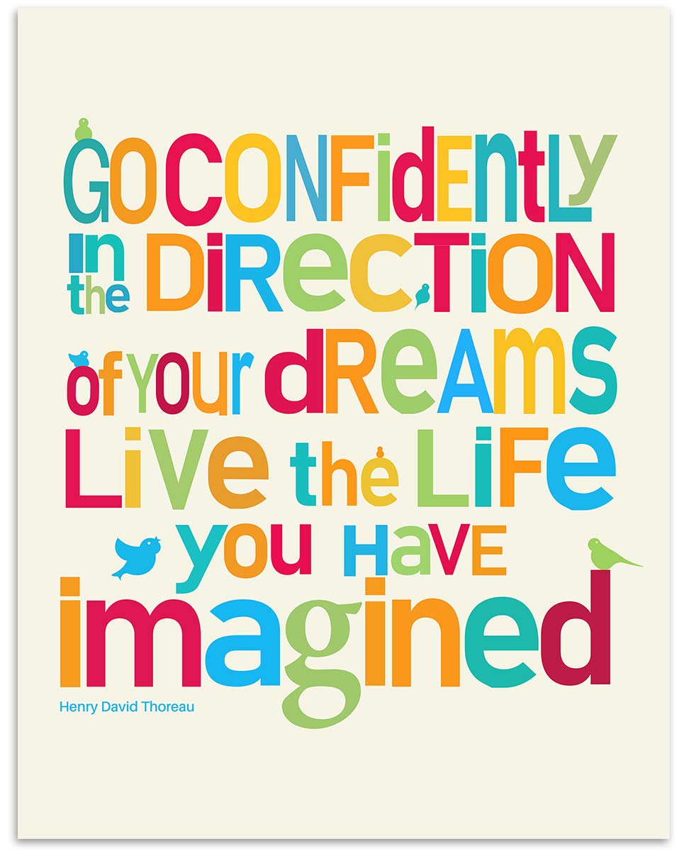 ?Go Confidently in the Direction of Your Dreams?- H. D. Thoreau Quotes Wall Art-8 x 10"-Typographic Art Print-Ready to Frame. Home-Office-School-Dorm D?cor. Perfect Gift for Motivation &amp; Inspiration.