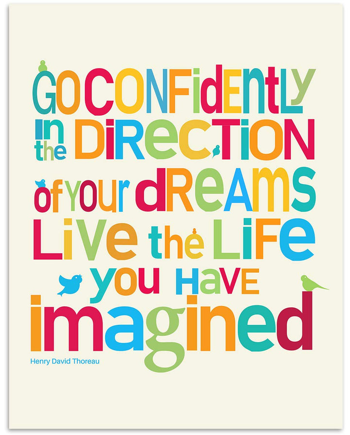 ?Go Confidently in the Direction of Your Dreams?- H. D. Thoreau Quotes Wall Art-8 x 10"-Typographic Art Print-Ready to Frame. Home-Office-School-Dorm D?cor. Perfect Gift for Motivation &amp; Inspiration.