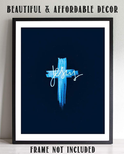 Jesus-Cross- Abstract Spiritual Wall Decor. 8 x 10" Modern Typographic Print-Ready to Frame. Religious Home-Office-Church D?cor. Contemporary Christian Look- Makes a Great Gift!