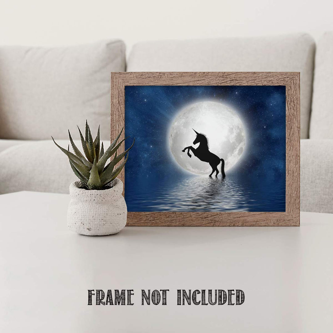Unicorn &amp; Magical Moon- 8 x 10" Print Wall Art- Ready to Frame- Home D?cor, Nursery D?cor &amp; Wall Prints for Animal Themes &amp; Children&