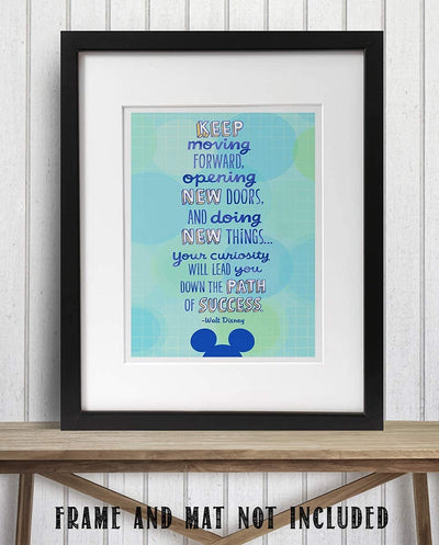 Walt Disney Quotes Wall Art- “Keep Moving Forward To Success!”- 8 x 10"