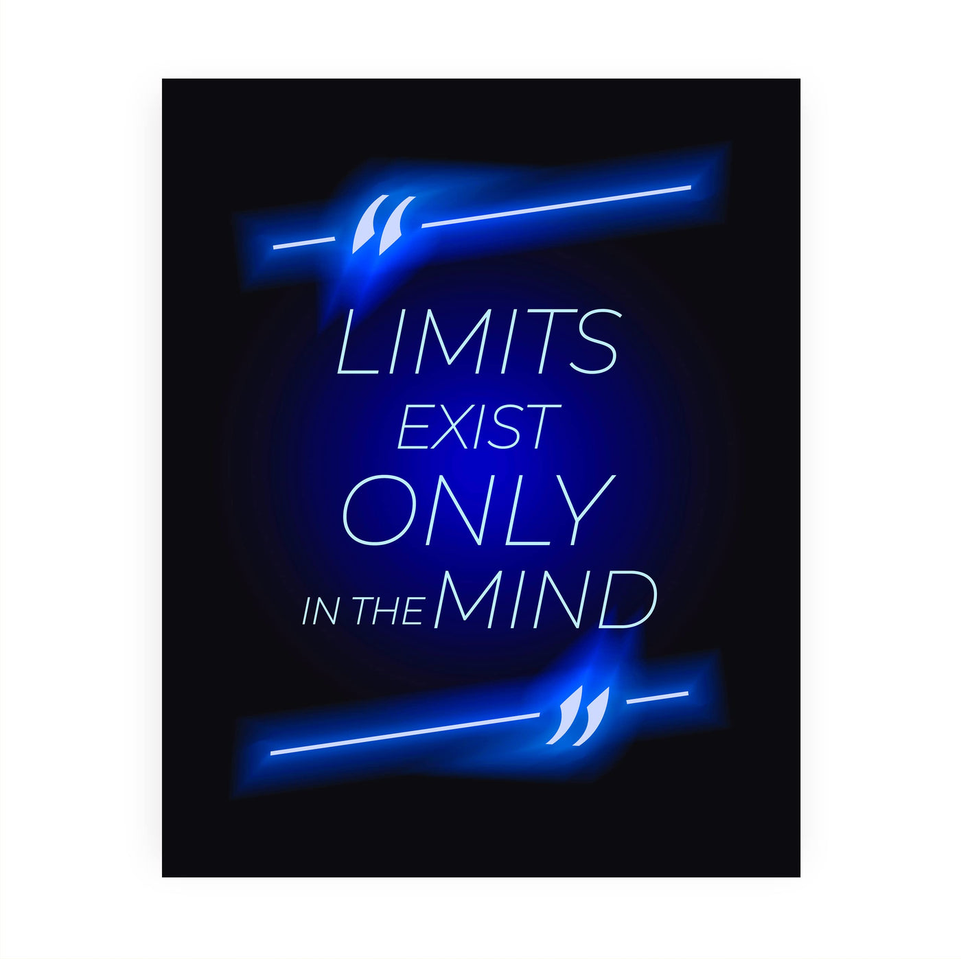 Limits Exist Only in the Mind Motivational Quotes Wall Art -8 x 10" Rustic Neon Lights Poster Print -Ready to Frame. Perfect Decoration for Home-Office-Classroom-Gym Decor. Encourage Success!