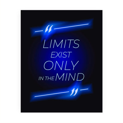 Limits Exist Only in the Mind Motivational Quotes Wall Art -8 x 10" Rustic Neon Lights Poster Print -Ready to Frame. Perfect Decoration for Home-Office-Classroom-Gym Decor. Encourage Success!