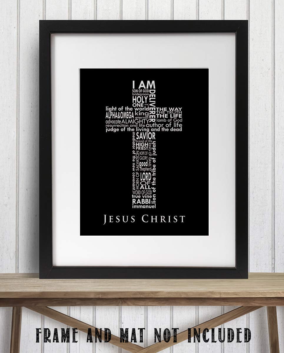 "Names of Jesus In Cross"-Bible Wall Art. 8 x 10"