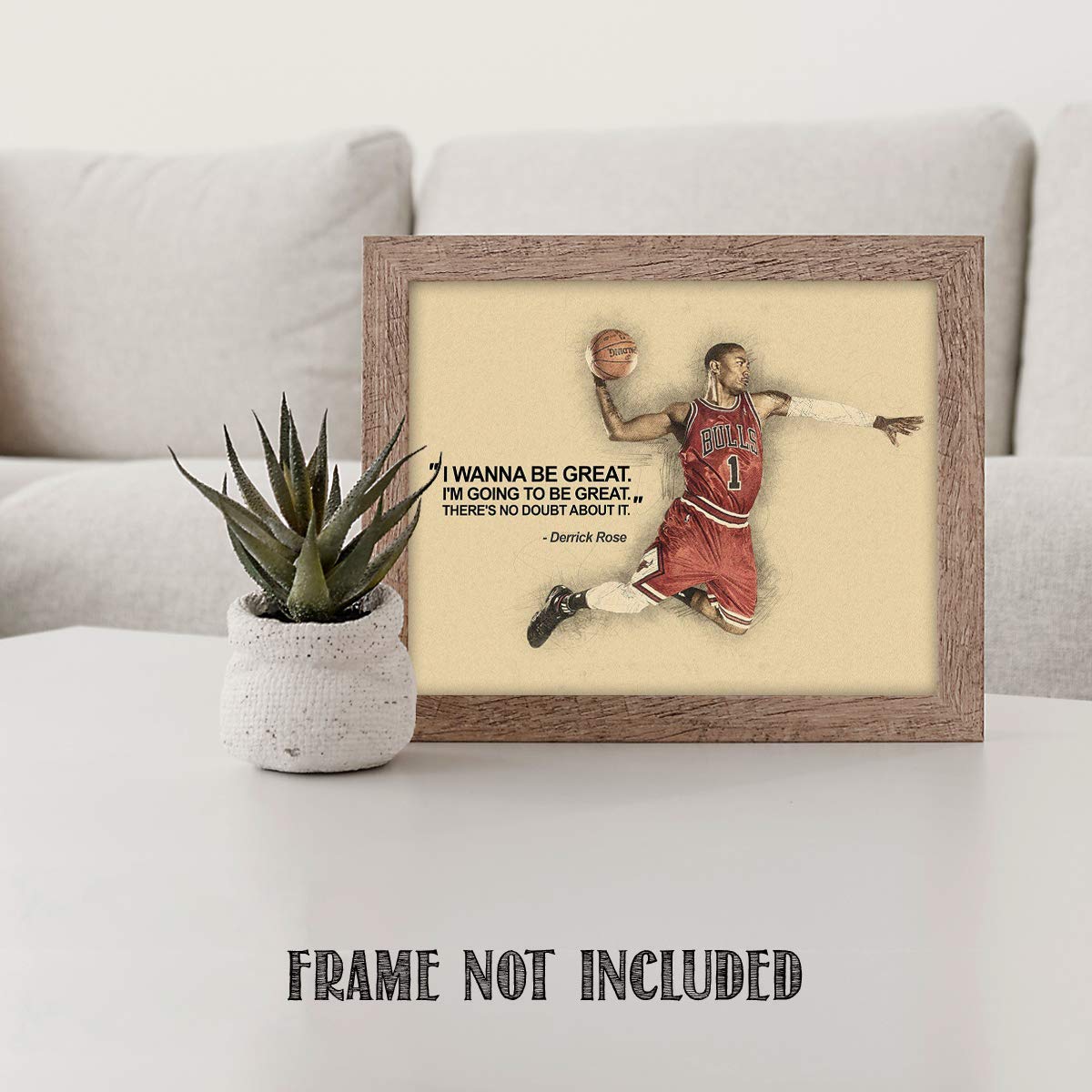 Derrick Rose Quotes-"I Wanna Be Great-No Doubt"- 10 x 8"-Motivational Basketball Poster Print-Ready to Frame. Inspirational Wall Art. Home Decor-Office D?cor. Perfect for Locker Room-Gym-Bedroom.