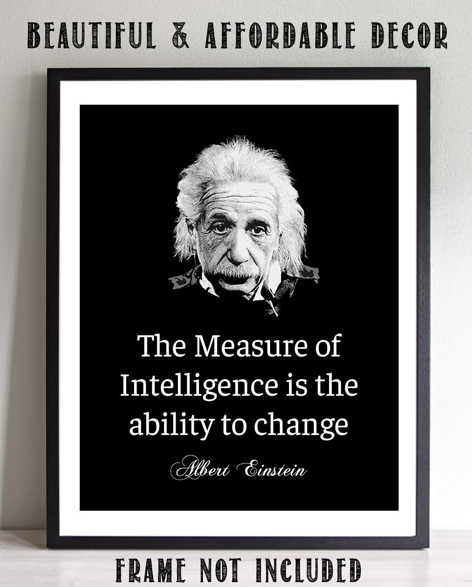 Albert Einstein Quotes Wall Art-"The Measure of Intelligence"- 8 x 10"