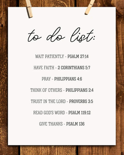 Spiritual"To Do List"- Bible Verse Wall Art-8x10"