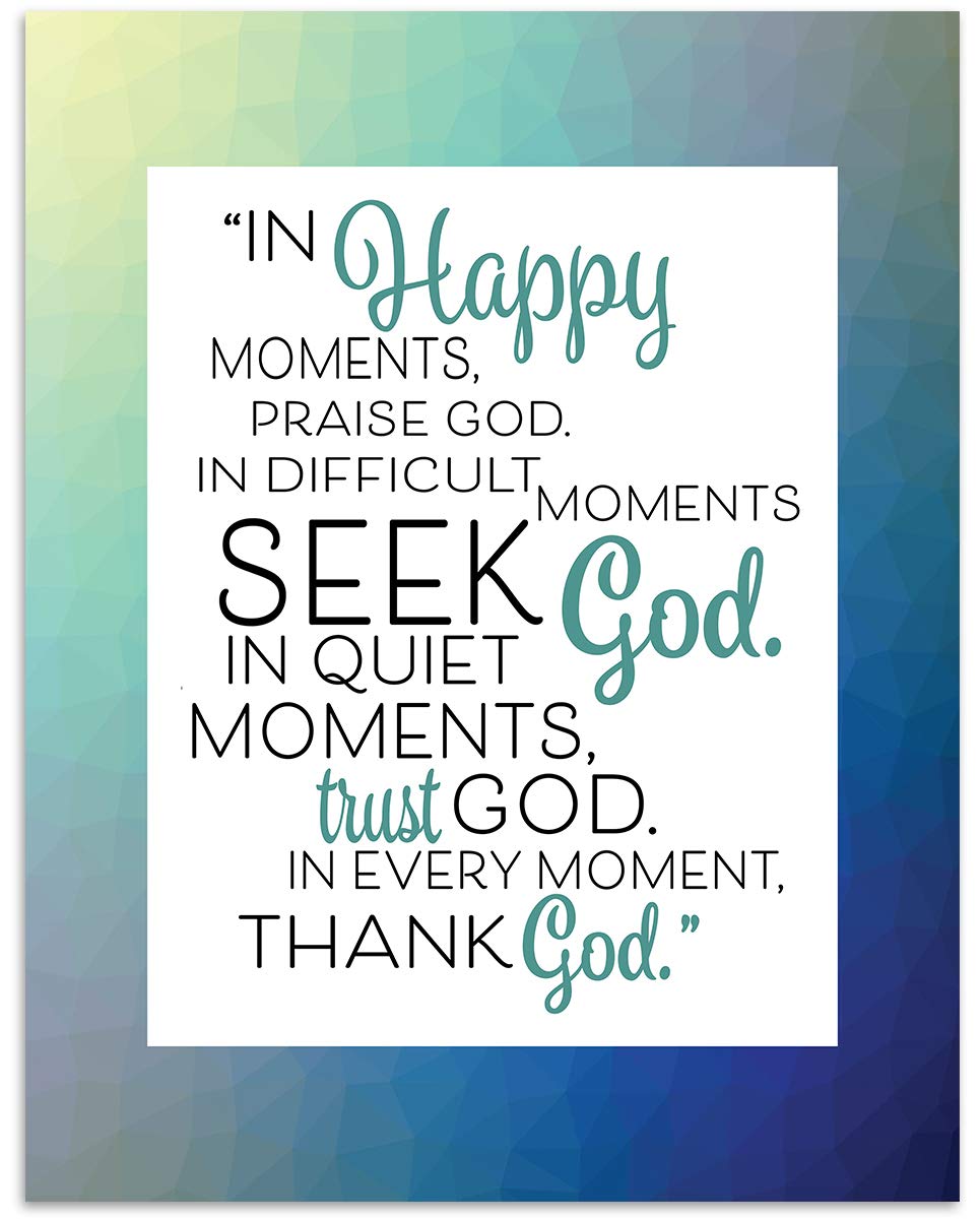 Moments With God-Praise-Seek-Thank! Christian Wall Art- 8 x 10"- Inspirational Wall Prints-Ready to Frame. Home-Office-Church D?cor. Perfect Christian Gift to Encourage & Remind Us He Is There!