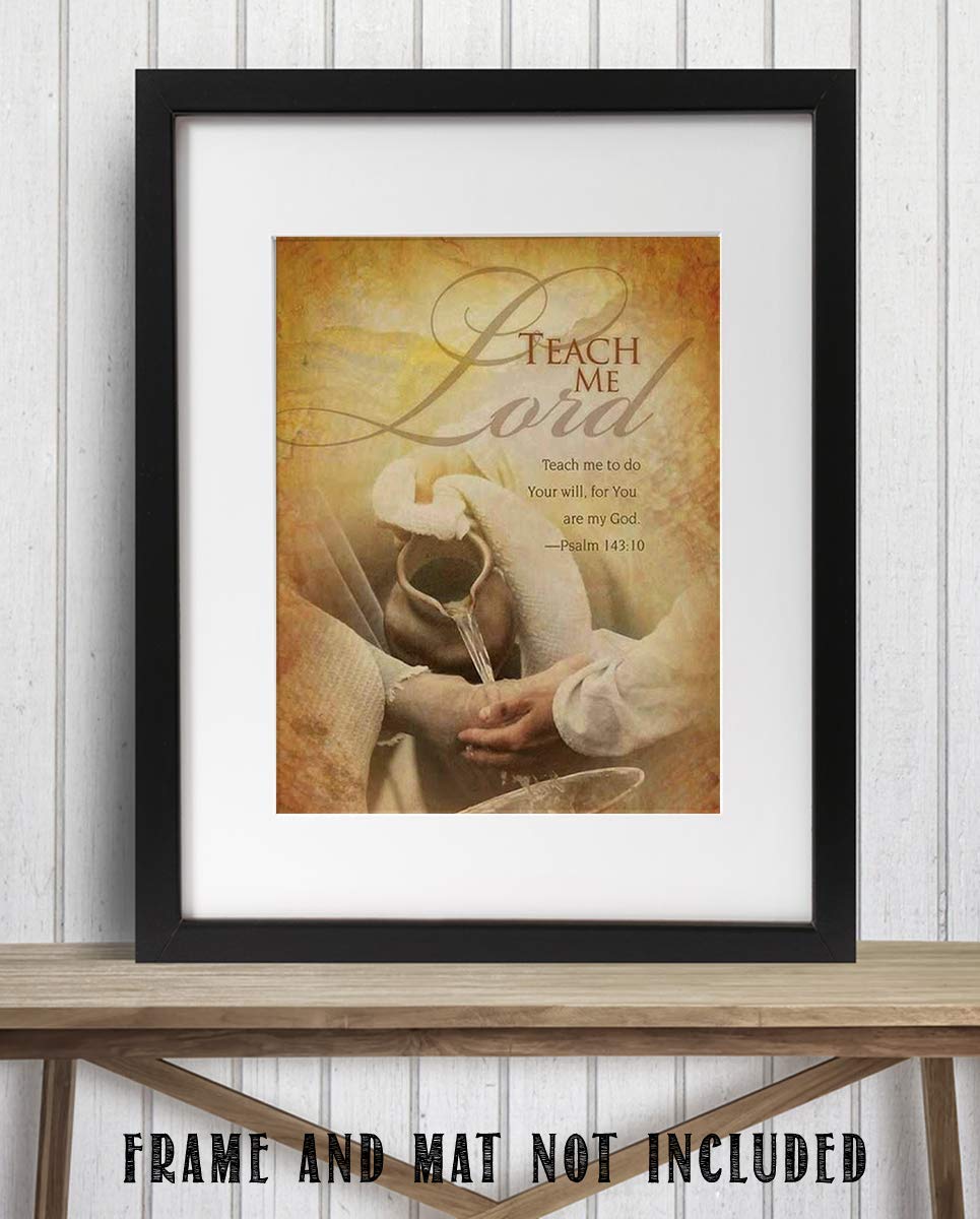 Teach Me Lord, To Do Your Will-Psalm 143:10- Bible Verse Wall Art- 8x10"- Typographic Parchment Print Design. Scripture Wall Print-Ready to Frame. Home-Office-Church D?cor. Beautiful Christian Gift.