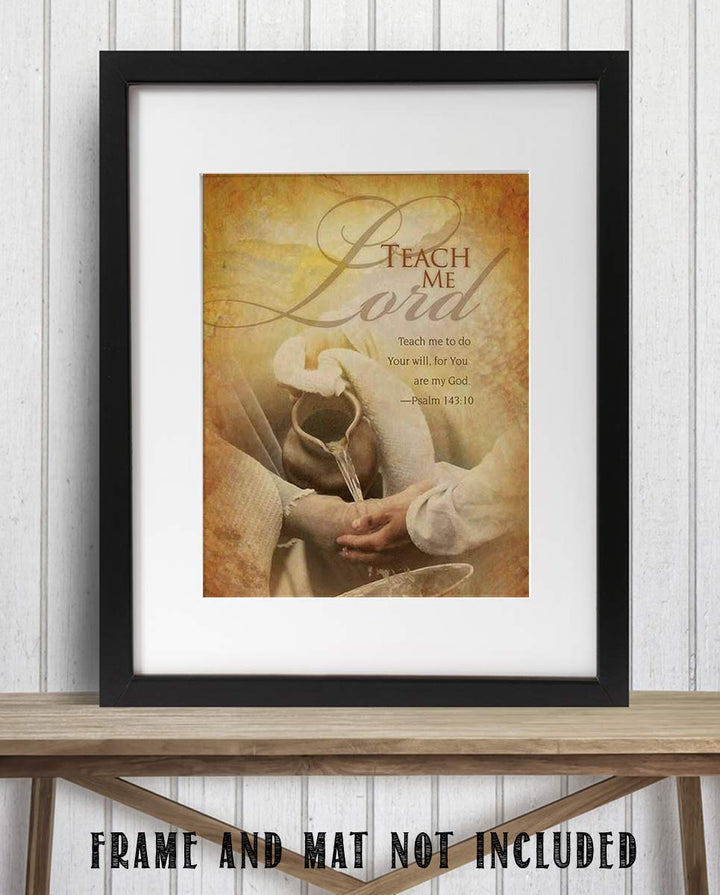 Teach Me Lord, To Do Your Will-Psalm 143:10- Bible Verse Wall Art- 8x10"- Typographic Parchment Print Design. Scripture Wall Print-Ready to Frame. Home-Office-Church D?cor. Beautiful Christian Gift.