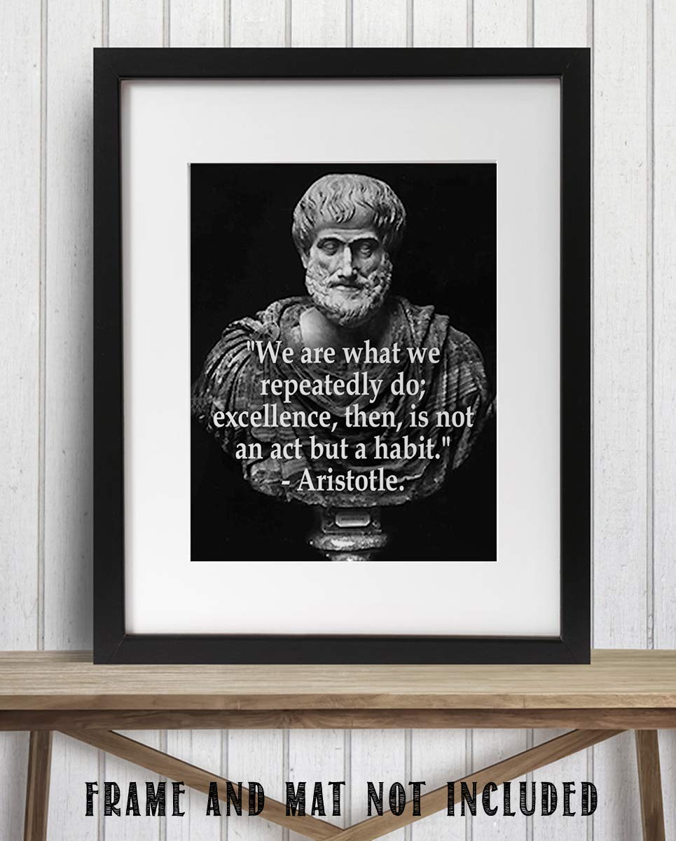 Aristotle Bust &amp; Quotes Wall Art-"Excellence is a Habit"- 8 x 10