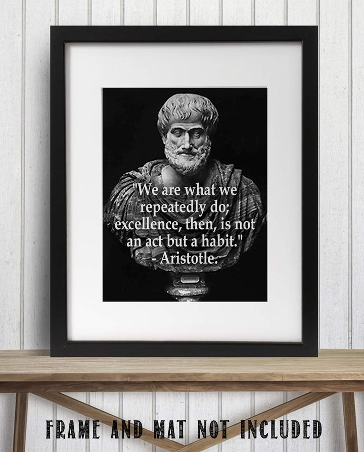 Aristotle Bust &amp; Quotes Wall Art-"Excellence is a Habit"- 8 x 10