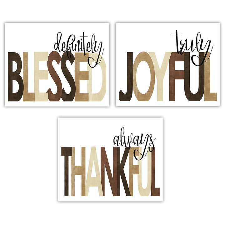 Blessed- Joyful- Thankful Wall Art Trio Set- (3) 10 x 8&