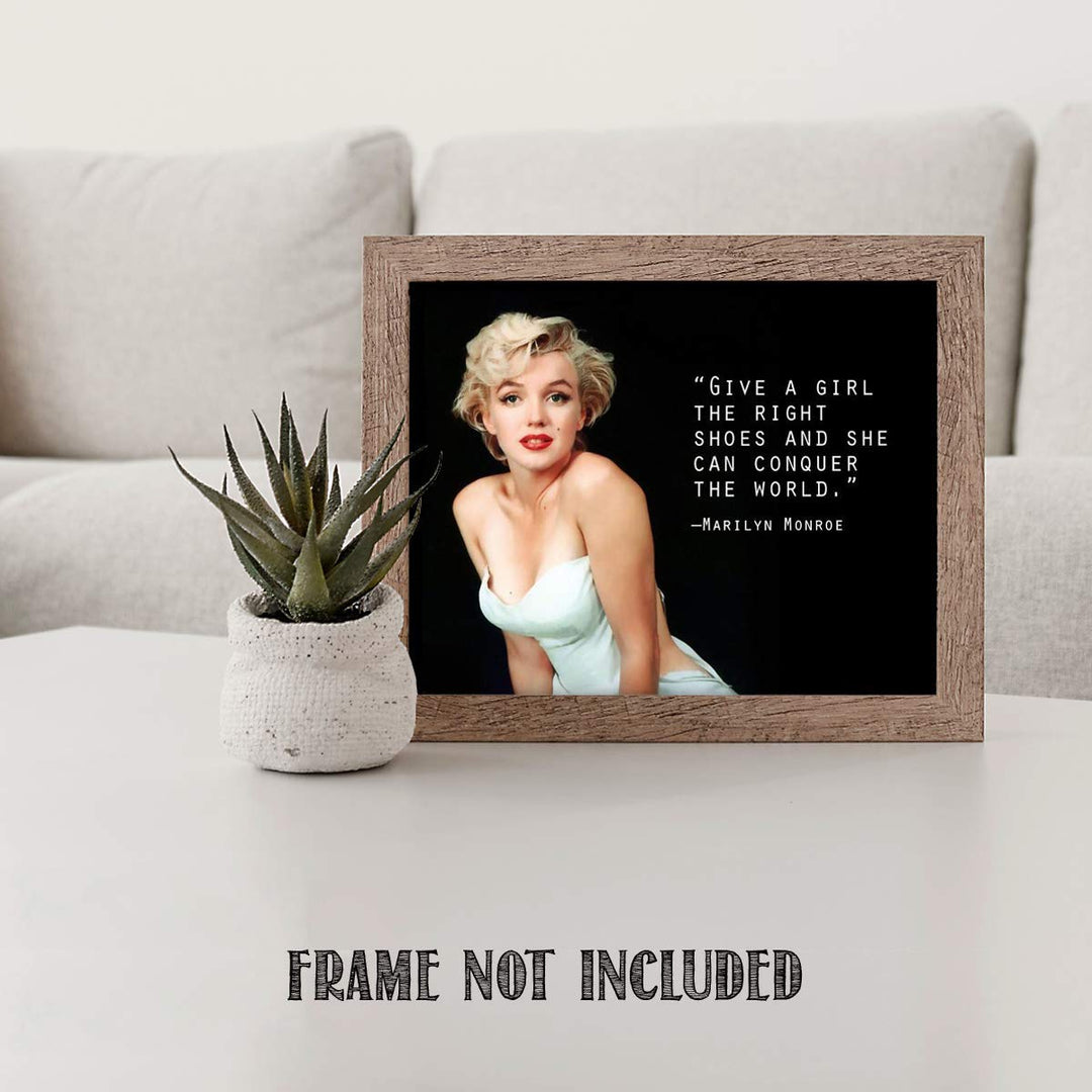 Marilyn Monroe Quotes Wall Art- ?Girl Can Conquer The World?- 8 x 10" Wall Print Art- Ready to Frame. Modern Home D?cor- Office D?cor. Perfect Fun Gift for Marilyn Monroe Fans &amp; Empowered Women.