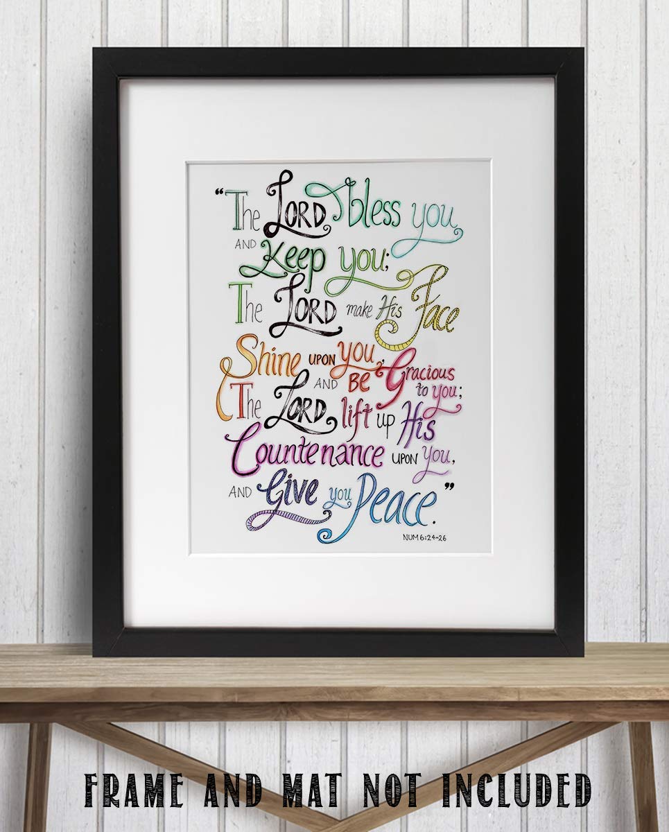 The Lord Bless You, Keep You-Give You Peace-Numbers 6:24-26 Bible Verse Wall Art-8x10"-Modern Typographic Design. Scripture Wall Print-Ready to Frame. Home-Office-Church D?cor. Great Christian Gift.