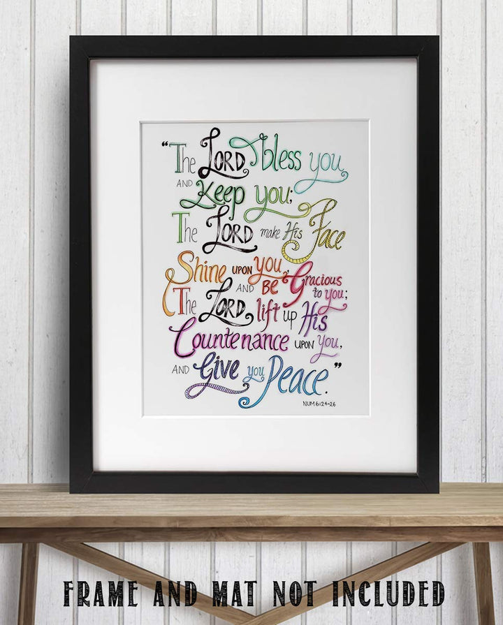 The Lord Bless You, Keep You-Give You Peace-Numbers 6:24-26 Bible Verse Wall Art-8x10"-Modern Typographic Design. Scripture Wall Print-Ready to Frame. Home-Office-Church D?cor. Great Christian Gift.