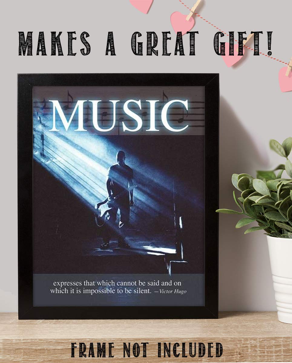 Music Expresses That Which Cannot Be Said.Silent- Victor Hugo Quote Wall Art Print- 8 x 10"- Ready to Frame. Modern-Inspirational Home Decor. Office-Studio Decor. Great Romantic Age- Poetic Quote.