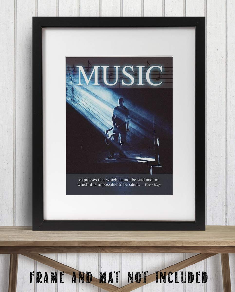 Music Expresses That Which Cannot Be Said.Silent- Victor Hugo Quote Wall Art Print- 8 x 10"- Ready to Frame. Modern-Inspirational Home Decor. Office-Studio Decor. Great Romantic Age- Poetic Quote.