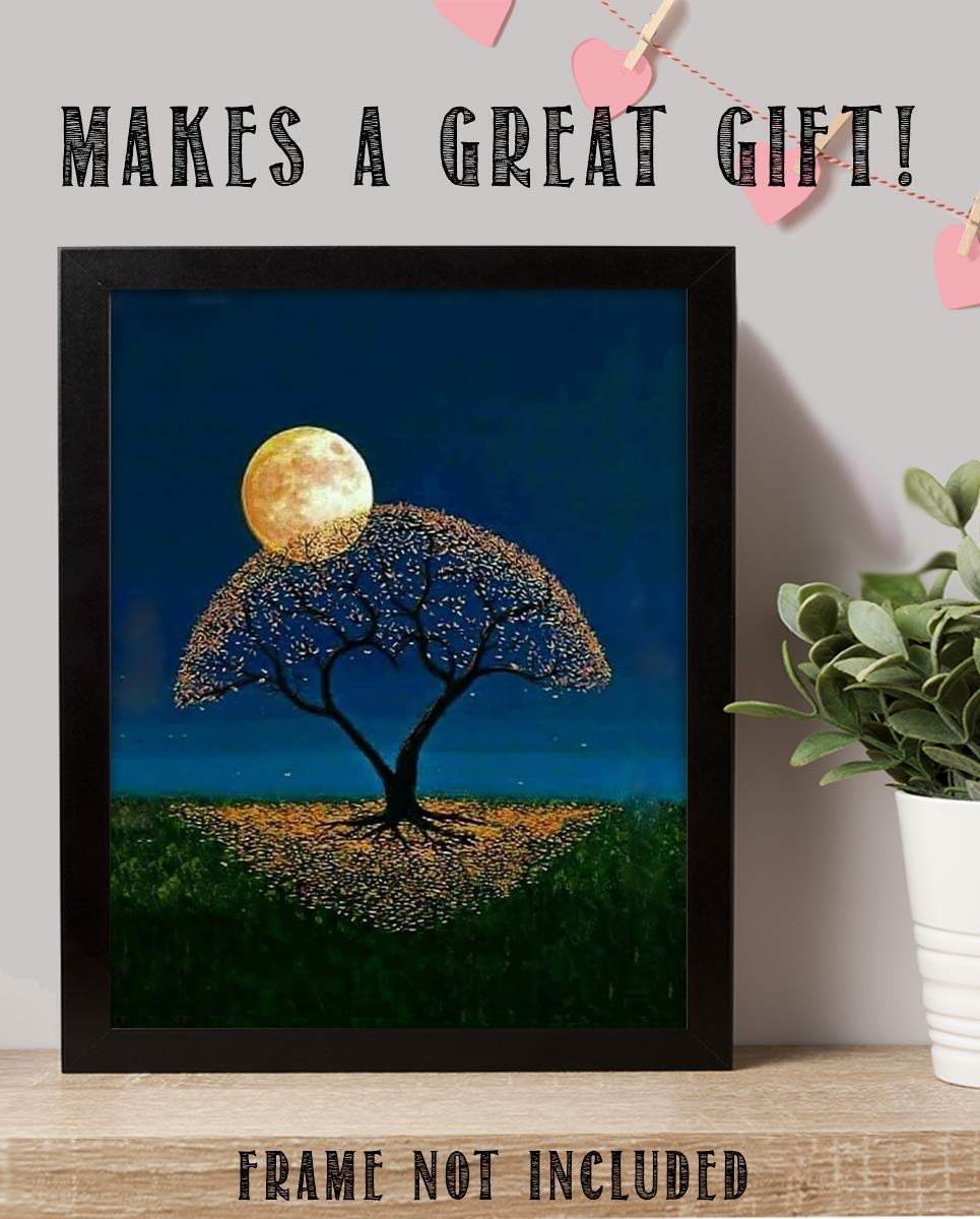 Magical Moon & Electric Tree - 8 x 10 Print Wall Art- Ready to Frame. Home D?cor, Bedroom D?cor & Wall Print. Perfect Nursery Decor, Children's Room and Enchanted Gift for Nature Lovers.