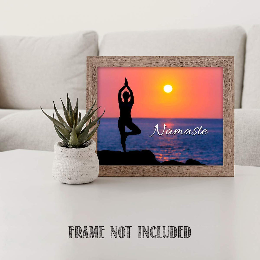 Namaste Sunset for Yoga Lovers- 8 x 10 Print Wall Art Ready to Frame. Modern Home D?cor, Office D?cor &amp; Wall Print. Makes a Perfect Zen &amp; Inspiration Gift for Yoga Lovers- Give Some Peace &amp; Harmony.