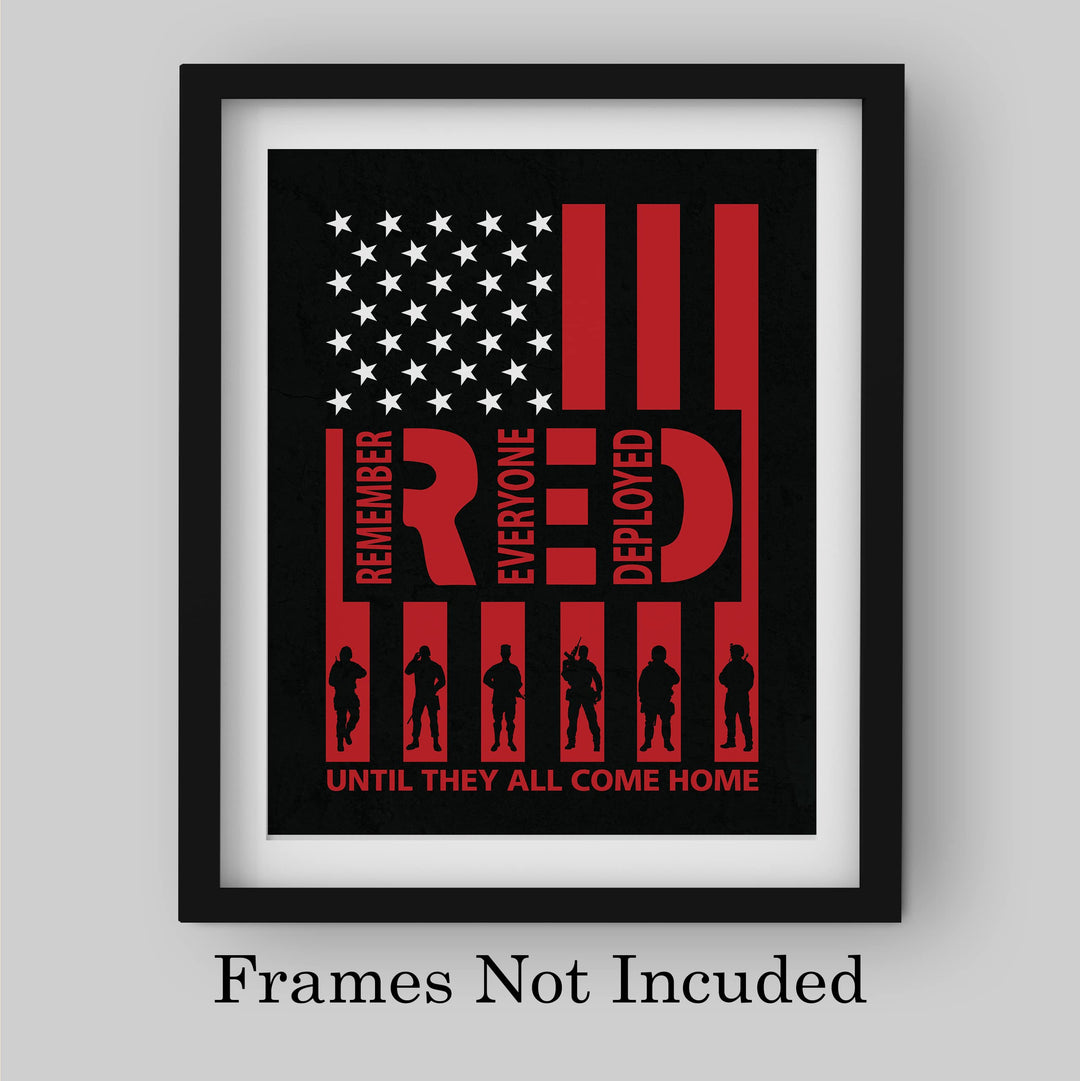Remember Everyone Deployed Patriotic Military Wall Decor -8 x 10" American Flag USA Poster Print-Ready to Frame. Home-Office-School-Man Cave Decor. Great Sign to Show Patriotism and Respect!