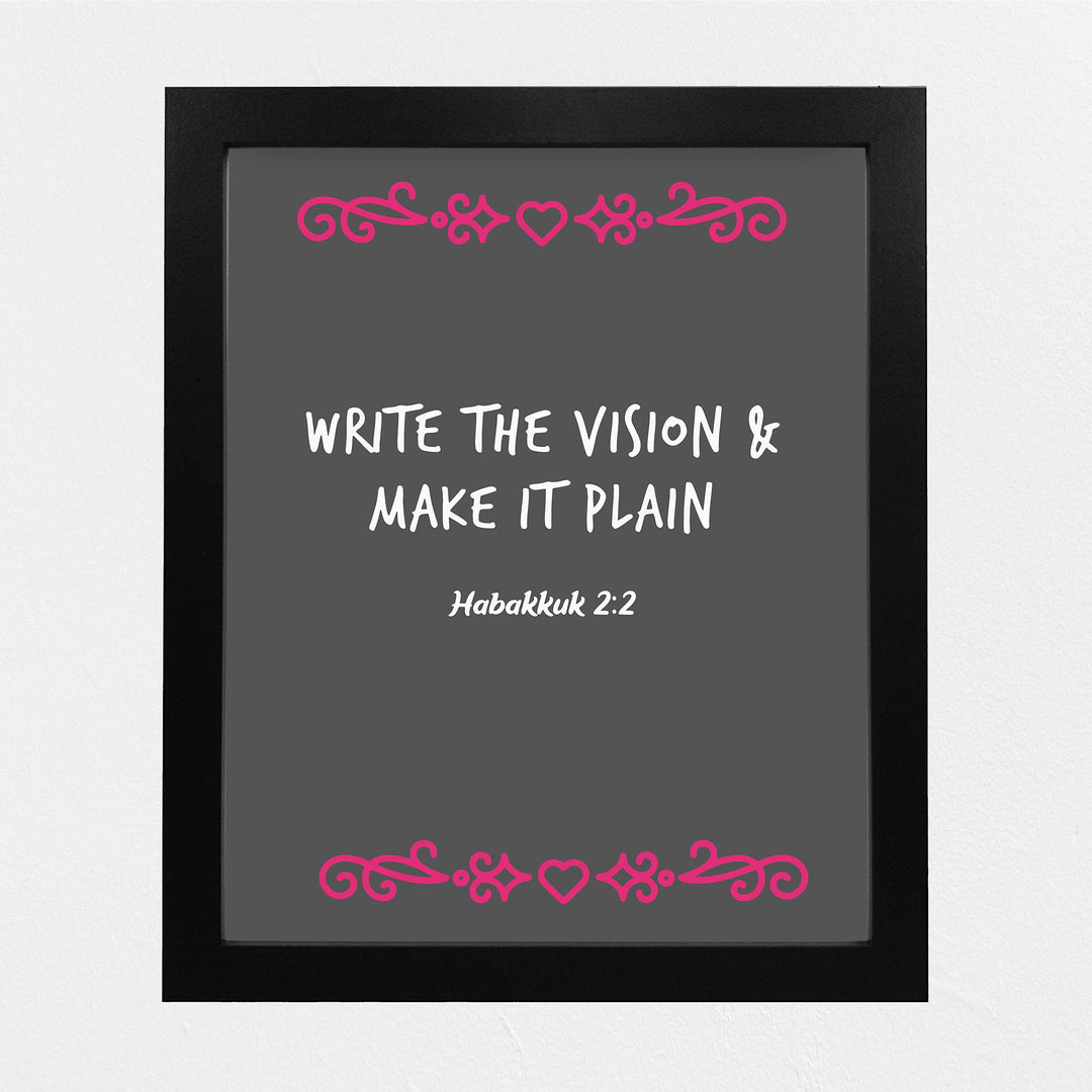 Write the Vision &amp; Make It Plain-Habakkuk 2:2 -Bible Verse Wall Art-8 x 10" Inspirational Christian Print -Ready to Frame. Modern Scripture Print for Home-Office-Church Decor. Great Religious Gift!
