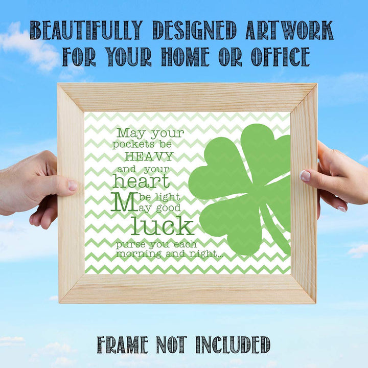 Good Luck Clover &amp; Irish Toast- 8 x 10" Print Wall Art- Ready to Frame. Home D?cor, Kitchen D?cor &amp; Wall Print. Perfect For Bar, Recreation Room &amp; Man Cave. Always Have an Irish Blessing Ready!