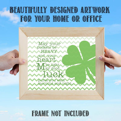 Good Luck Clover & Irish Toast- 8 x 10" Print Wall Art- Ready to Frame. Home D?cor, Kitchen D?cor & Wall Print. Perfect For Bar, Recreation Room & Man Cave. Always Have an Irish Blessing Ready!