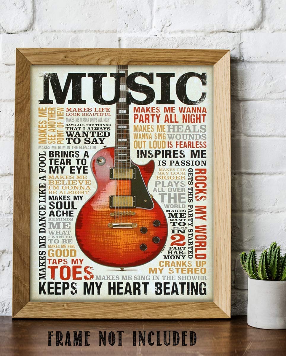 Love of Music- Guitar Quotes Wall Art- 8 x 10 Funny Wall Print- Ready To Frame- Typography Print of Fun Music Sayings. Home Decor- Bar- Man Cave Decor. Perfect Gift for All Music Fans.