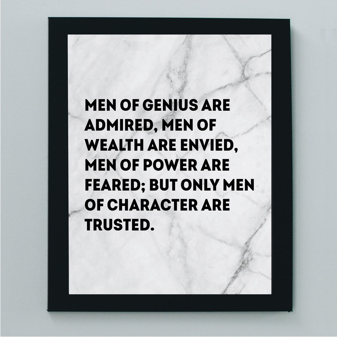 Men of Character Are Trusted Motivational Wall Art -8 x 10" Typographic Man Cave Print -Ready to Frame. Inspirational Home-Office-Men&