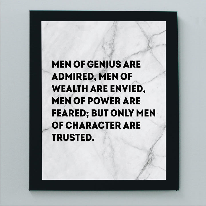 Men of Character Are Trusted Motivational Wall Art -8 x 10" Typographic Man Cave Print -Ready to Frame. Inspirational Home-Office-Men&