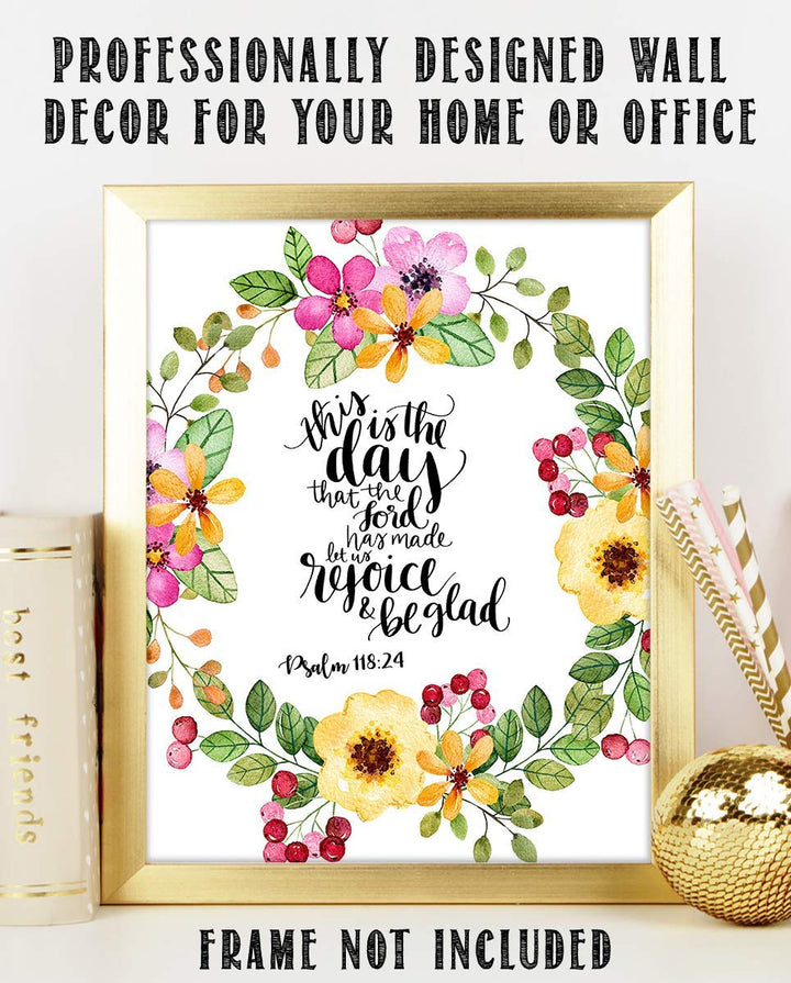 This is the Day the Lord Has Made. Psalm 118:24- Bible Verse Wall Art- 8x10"- Scripture Wall Print-Ready to Frame. Modern Floral Design. Home &amp; Office D?cor-Christian Gifts. Always Give Praise!