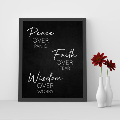 Peace Over Panic-Faith Over Fear-Christian Wall Art -8 x 10" Modern Spiritual Wall Print -Ready to Frame. Perfect Home-Office-Church-Religious Decor. Inspirational Reminder to Pray & Have Faith!