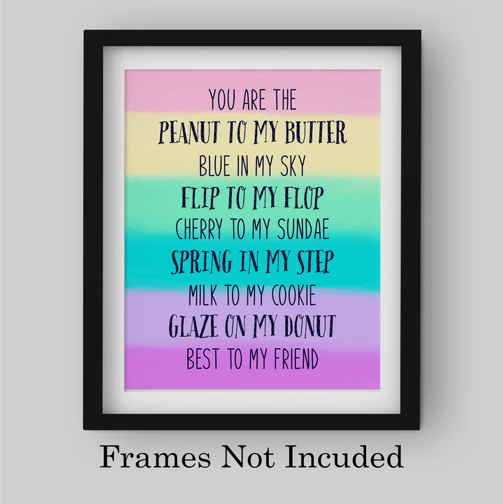 You Are The Peanut To My Butter Inspirational Friendship Sign -8 x 10" Typographic Wall Art. Love relationship Print-Ready to Frame. Home-Dorm Decor. Great Gift for Couples, Friends &amp; BFF&