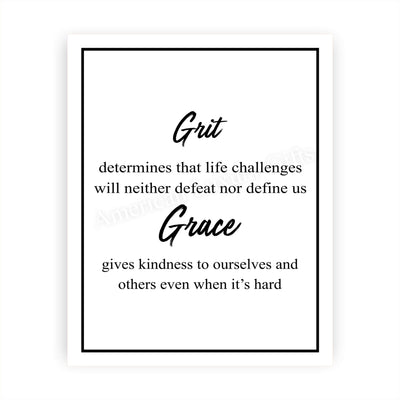 Grit-Life Challenges Neither Defeat Nor Define Us Motivational Quotes Wall Art -8 x 10" Modern Christian Poster Print-Ready to Frame. Positive Home-Office-Church-School Decor. Great Advice!