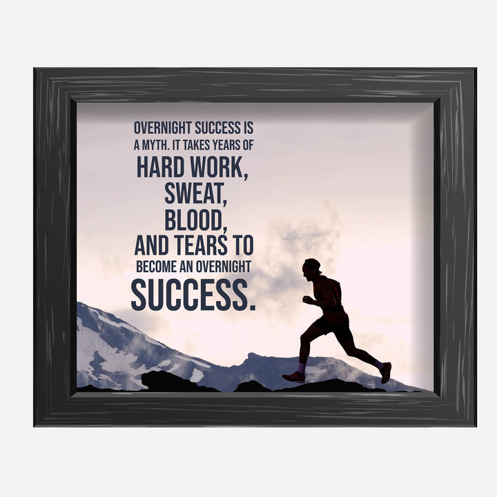 Overnight Success Is a Myth Motivational Exercise &amp; Fitness Print Wall Art -10 x 8" Inspirational Sports Print -Ready to Frame. Perfect Home-School-Office-Gym-Locker Room Decor. Great Gift!