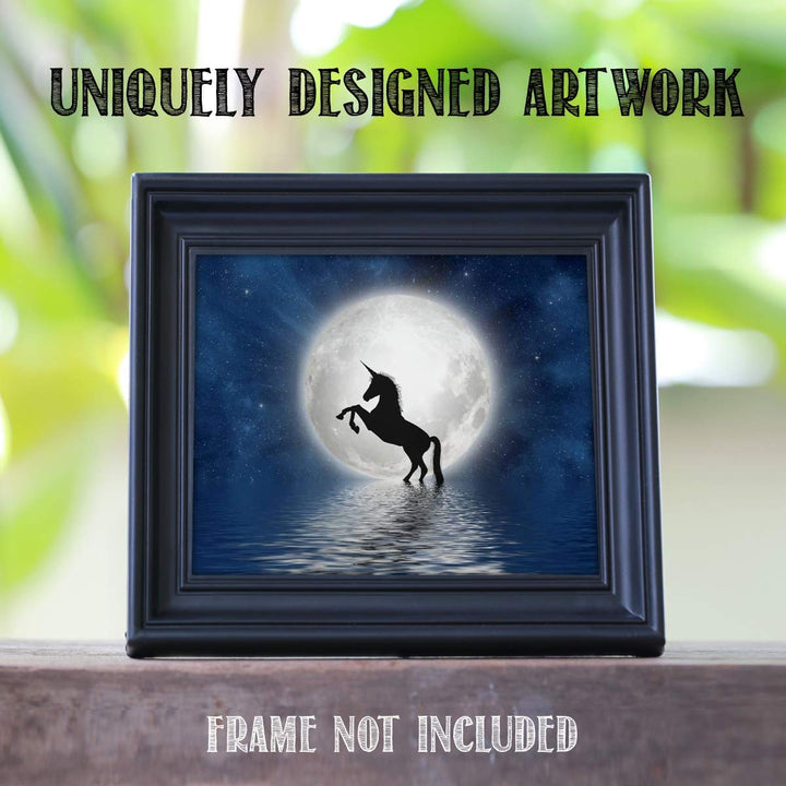 Unicorn &amp; Magical Moon- 8 x 10" Print Wall Art- Ready to Frame- Home D?cor, Nursery D?cor &amp; Wall Prints for Animal Themes &amp; Children&