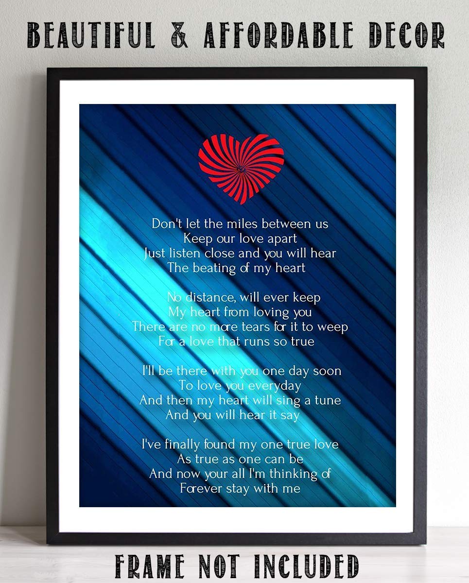 Miles Between Us- Love Letter-Wall Art Print-8 x 10" Wall Decor-Ready to Frame. Modern Typographic Print. Home-Bedroom-Romantic Decor. Let Your True Love Know the Distance Will Not Stop You.