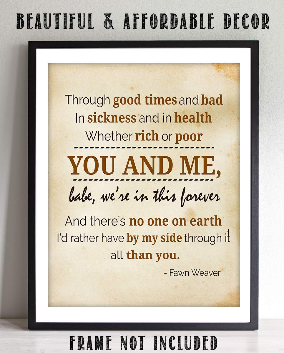 Marriage Vows-You &amp; Me Babe-Forever- Marriage Quotes Wall Art Print- 8 x 10" Wall Decor-Ready to Frame. Modern Typographic Parchment Print for Home-Bedroom Decor. Great Loving Message by Fawn Weaver