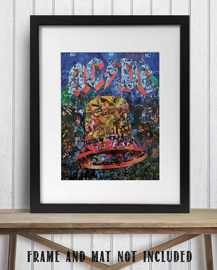 AC DC-"BELL" Music Poster Print- Collage Picture Collection- 8 x 10 Wall Print- Ready To Frame- Famous Rock Band Pictures Poster. Home-Studio-Bar-Dorm-Man Cave Decor. Perfect Gift For All AC/DC Fans.