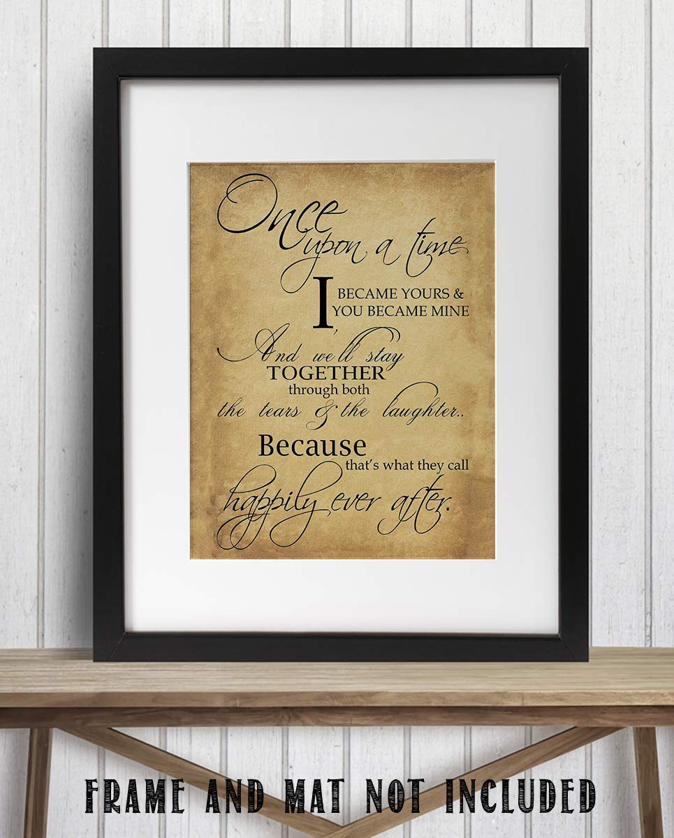 "Fairy Tale Marriage-Once Upon a Time &amp; Happily Ever After"-Love Letter- Wall Art Print-8 x 10"