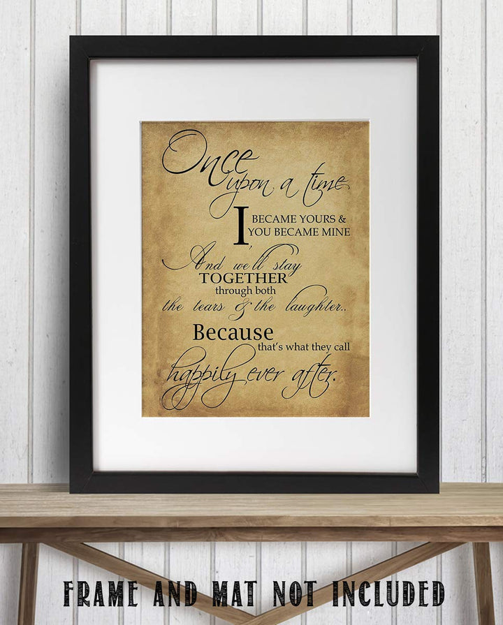 "Fairy Tale Marriage-Once Upon a Time &amp; Happily Ever After"-Love Letter- Wall Art Print-8 x 10"